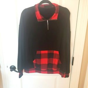 Buffalo plaid zipper fleece